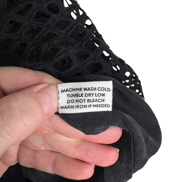 Megan Huntz Atlanta Black Windowpane 3/4 Sleeve Midi Dress Medium M Sheer USA - Picture 8 of 14